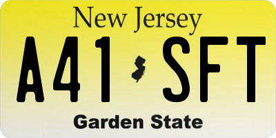 NJ license plate A41SFT