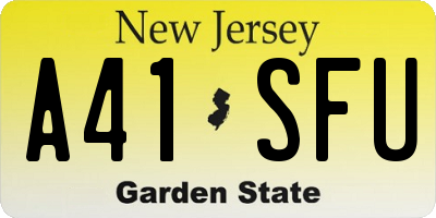 NJ license plate A41SFU