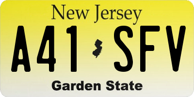 NJ license plate A41SFV