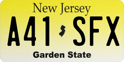 NJ license plate A41SFX