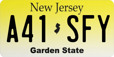 NJ license plate A41SFY