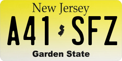 NJ license plate A41SFZ