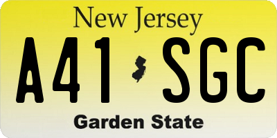 NJ license plate A41SGC