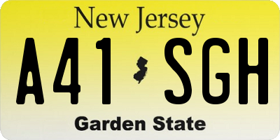 NJ license plate A41SGH