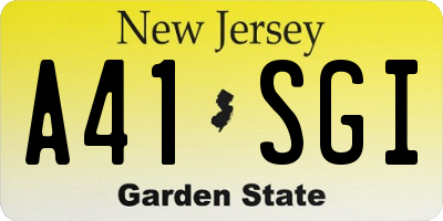 NJ license plate A41SGI