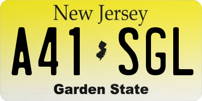 NJ license plate A41SGL