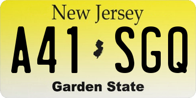 NJ license plate A41SGQ