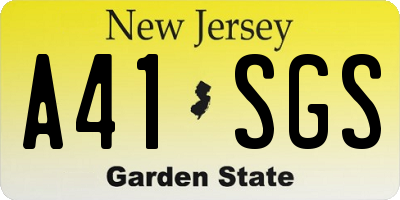 NJ license plate A41SGS