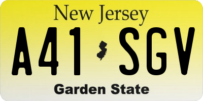NJ license plate A41SGV