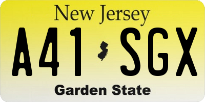 NJ license plate A41SGX