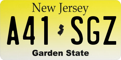 NJ license plate A41SGZ