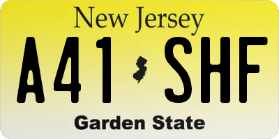 NJ license plate A41SHF