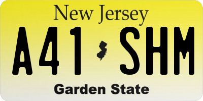 NJ license plate A41SHM