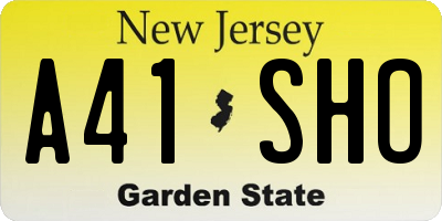NJ license plate A41SHO