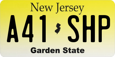 NJ license plate A41SHP