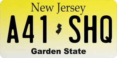 NJ license plate A41SHQ