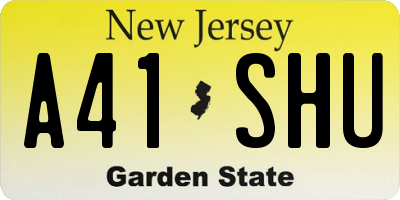 NJ license plate A41SHU