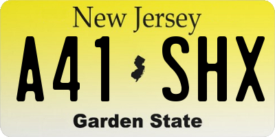 NJ license plate A41SHX