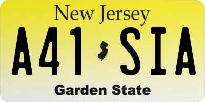 NJ license plate A41SIA