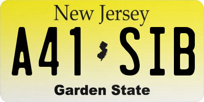 NJ license plate A41SIB