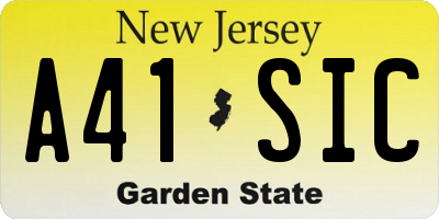 NJ license plate A41SIC