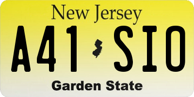 NJ license plate A41SIO
