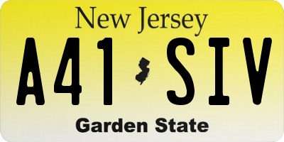NJ license plate A41SIV