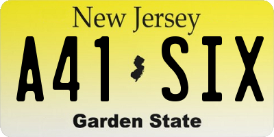 NJ license plate A41SIX