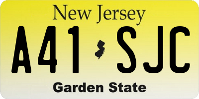 NJ license plate A41SJC