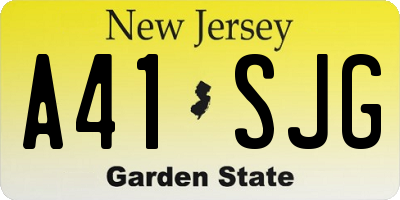 NJ license plate A41SJG