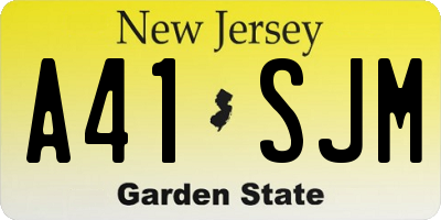 NJ license plate A41SJM