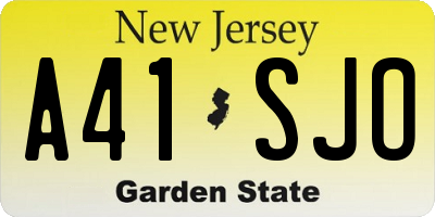 NJ license plate A41SJO