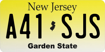 NJ license plate A41SJS