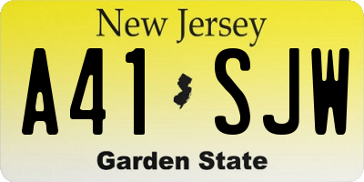 NJ license plate A41SJW