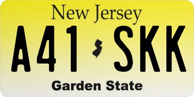NJ license plate A41SKK