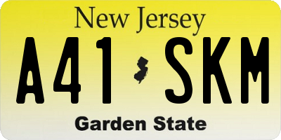 NJ license plate A41SKM