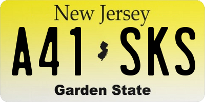 NJ license plate A41SKS