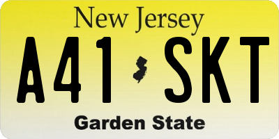 NJ license plate A41SKT