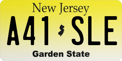 NJ license plate A41SLE