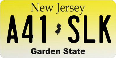 NJ license plate A41SLK