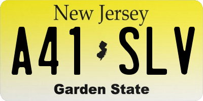 NJ license plate A41SLV
