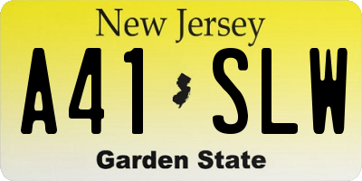 NJ license plate A41SLW