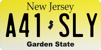 NJ license plate A41SLY
