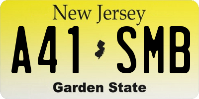 NJ license plate A41SMB
