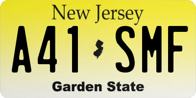 NJ license plate A41SMF