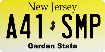 NJ license plate A41SMP