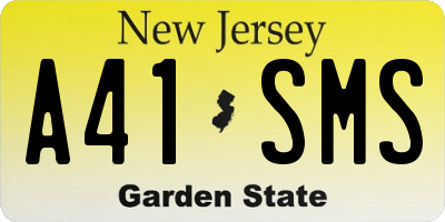 NJ license plate A41SMS