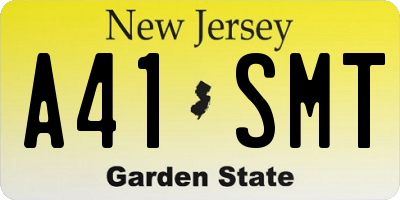 NJ license plate A41SMT