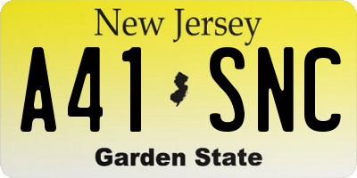 NJ license plate A41SNC