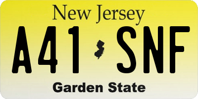 NJ license plate A41SNF